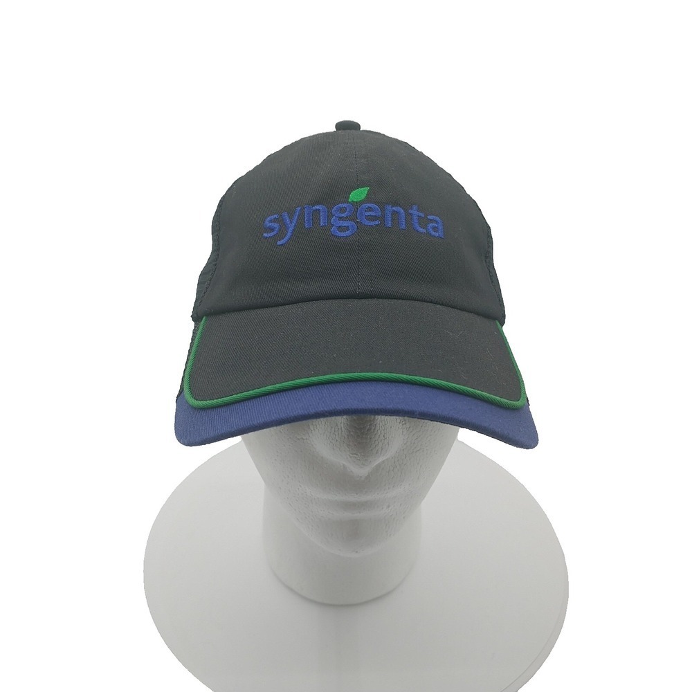 Syngenta Logo Trucker Hat K-Products Black Blue Mesh Adjustable Baseball Cap